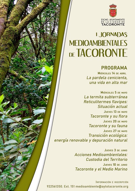 Cartel con el programa completo de las I Jornadas Medioambientles de Tacoronte.