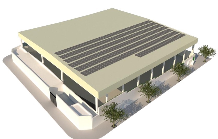 Instalacion de placas fotovoltaics en el Polideportivo-Santaella.