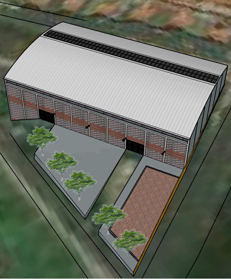 Simulación de la instalación de placas fotovoltaicas en el pabellón deportivo municipal de San Juan de la Rambla, según el proyecto previsto.