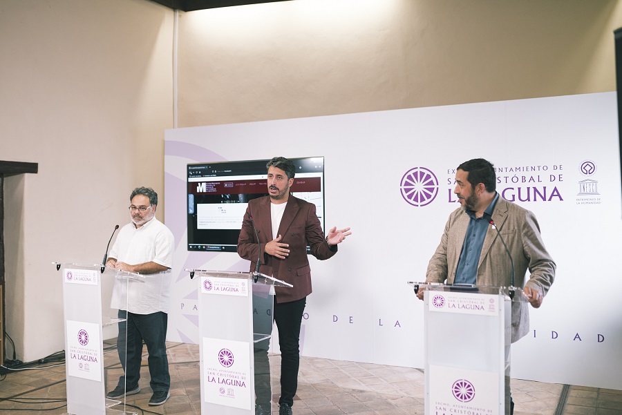 De izquierda a derecha de la imgen, el gerente de Muvisa, Ignacio Viciana; el alcalde de La Laguna, Luis Yeray Gutiérrez, y el concejal de Bienestar Social, Rubens Ascanio.